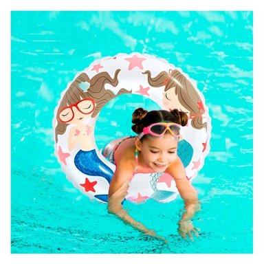 FLOTADOR ARO BLANCO DE 61 CM CON DISENO DE SIRENA PARA PISCINA Y VERANO - 2