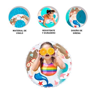 FLOTADOR ARO BLANCO DE 61 CM CON DISENO DE SIRENA PARA PISCINA Y VERANO - 3
