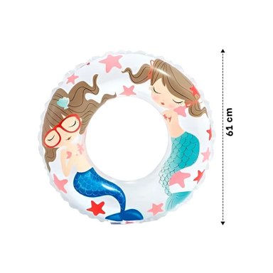 ARO INFLABLE BLANCO DE 61 CM CON DIBUJOS MARINOS DE SIRENA PARA PISCINA Y+PAPEL REGALO - 4