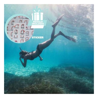 SET ACCESORIOS PISCINAS RYBIU W-SK101L NEGRO EQUIPO BUCEAR TAMAÑO L + REGALO STICKERS