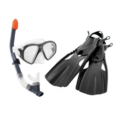 SET ACCESORIOS PISCINAS RYBIU 55657 NEGRO EQUIPO BUCEAR + PAPEL REGALO