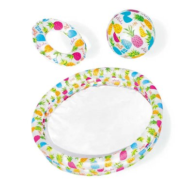 ALBERCA INFLABLE PARA HOGAR CON DISENO TROPICAL DECORATIVO Y JUEGO ACUATICO Y+PAPEL REGALO - 1