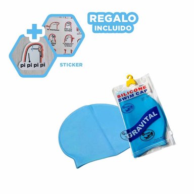 GORRO NATACIÓN RYBIU MG-SC-4602 COBERTOR CABELLO CELESTE + REGALO STICKERS
