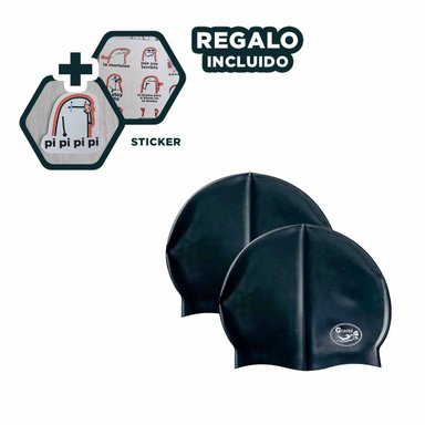 GORRO NATACIÓN RYBIU MG-SC-4602 PROTECCION AL CABELLO NEGRO + REGALO STICKERS