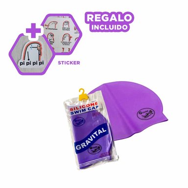GORRO NATACIÓN RYBIU MG-SC-4602 COBERTOR CABELLO MORADO + REGALO STICKERS