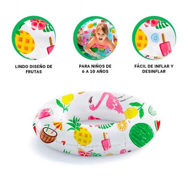 RUEDA INFLABLE DE 61 CM CON DISENO DE FRUTAS PARA PISCINA Y DIVERSION - 3