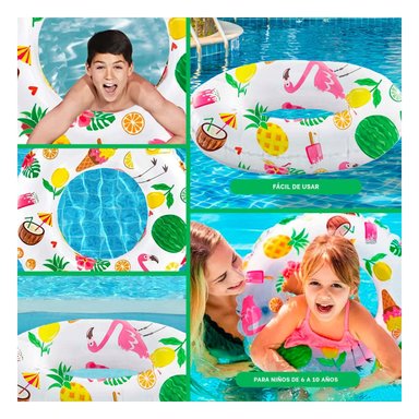 RUEDA INFLABLE DE 61 CM CON DISENO DE FRUTAS PARA PISCINA Y DIVERSION - 5