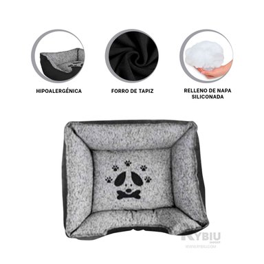CAMA PERROS MA31040 RYBIU HIPOALERGICA COLOR NEGRO + STICKERS