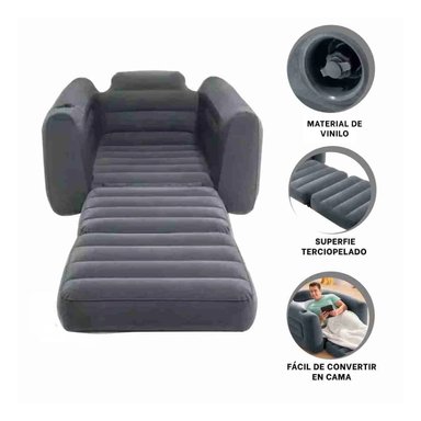 SOFA CAMA RYBIU 66551NP NEGRO INFLABLE SUAVE Y VERSATIL PARA ESPACIOS PEQUENOS - 3