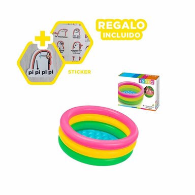 CENTRO DE AGUA INFLABLE ARCOIRIS 61 X 22 CM PARA USO INFANTIL EN HOGAR Y+REGALO STICKER - 1