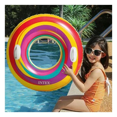 FLOTADOR ARCOIRIS EN TONO MORADO DE 91 CM PARA PISCINA Y DIVERSION - 1