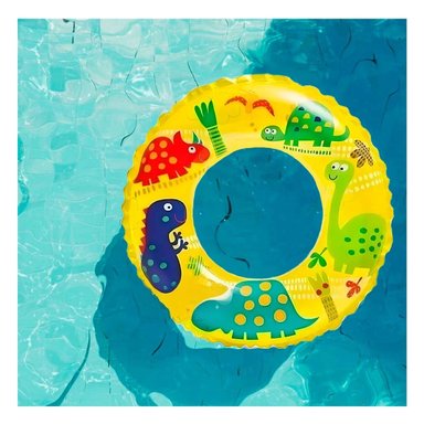 FLOTADOR ARO AMARILLO DE 61 CM CON DISENO DE DINOSAURIO PARA PISCINA Y VERANO - 1