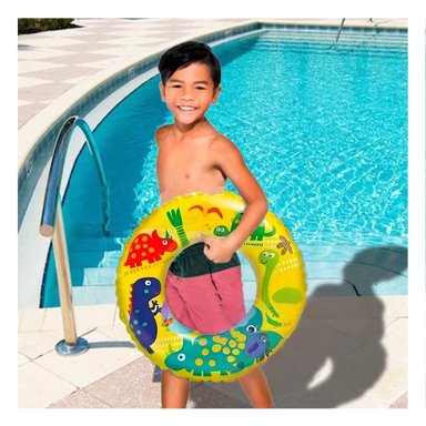 FLOTADOR ARO AMARILLO DE 61 CM CON DISENO DE DINOSAURIO PARA PISCINA Y VERANO - 2