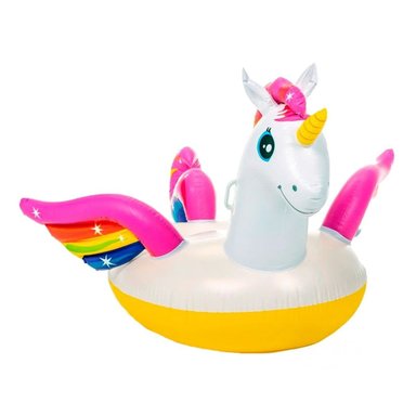 INFLABLE FLOTANTE UNICORNIO 201 X 140 X 97 CM COLORIDO PARA AGUA Y+PAPEL REGALO - 1