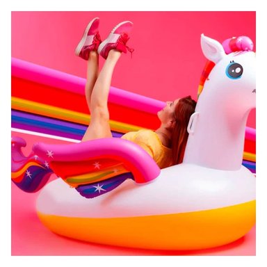 INFLABLE FLOTANTE UNICORNIO 201 X 140 X 97 CM COLORIDO PARA AGUA Y+PAPEL REGALO - 2