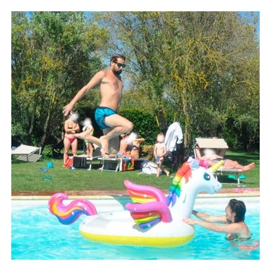 INFLABLE FLOTANTE UNICORNIO 201 X 140 X 97 CM COLORIDO PARA AGUA Y+PAPEL REGALO - 3