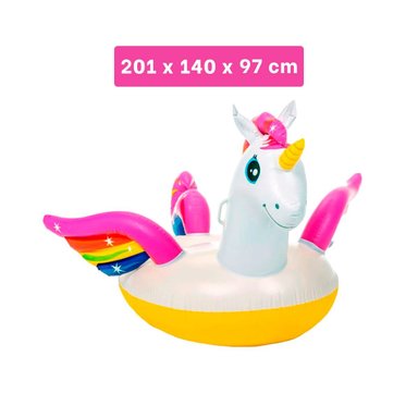 INFLABLE FLOTANTE UNICORNIO 201 X 140 X 97 CM COLORIDO PARA AGUA Y+PAPEL REGALO - 4
