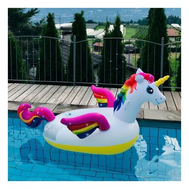 INFLABLE FLOTANTE UNICORNIO 201 X 140 X 97 CM COLORIDO PARA AGUA Y+PAPEL REGALO - 5