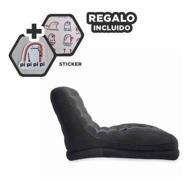 ASIENTO INFLABLE NEGRO PARA SALA PRACTICO Y CONFORTABLE Y+REGALO STICKER
