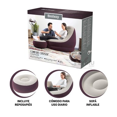 SOFA RYBIU FACIL DE TRANSPORTAR EN GUINDA OSCURO + REGALO AGENDITA - 3
