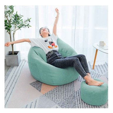 SOFÁ RYBIU PUFF INFLABLE MULTIUSOS NIÑOS 68590NP CELESTE