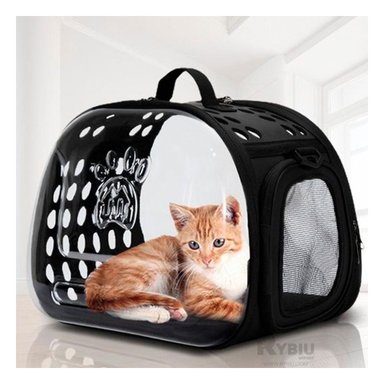 TRANSPORTADOR PERROS Y GATOS MA29889 RYBIU TRANSPARENTE EN COLOR NEGRO
