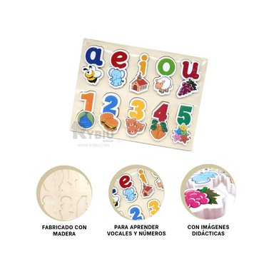ROMPECABEZA DE NUMEROS DIVERTIDO DE MADERA Y+REGALO AGENDITA - 3