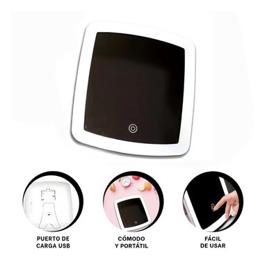 ESPEJO RECTANGULAR LED TACTIL EN BLANCO Y+REGALO STICKERS - 3