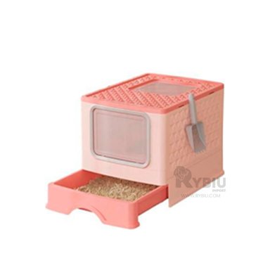 ARENERO GATO RYBIU MA32512 CERRADO CON BANDEJA EXTRAÍBLE Y PALA TONO ROSADO