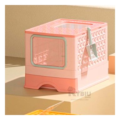 ARENERO GATO RYBIU MA32512 CON TAPA Y BANDEJA REMOVIBLE ROSADO + STICKERS