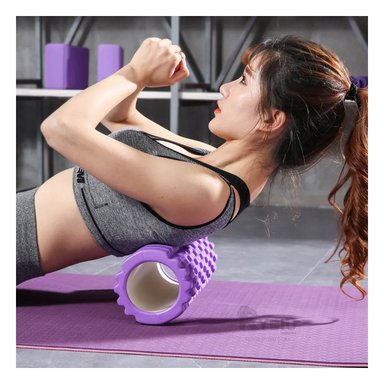 RODILLO RYBIU DE29532 LARGO 29CM PORTABLE EJERCICIOS MORADO + REGALO STICKERS