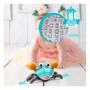 CANGREJO PLAYERO A CUERDA EN COLOR CELESTE Y+REGALO STICKERS