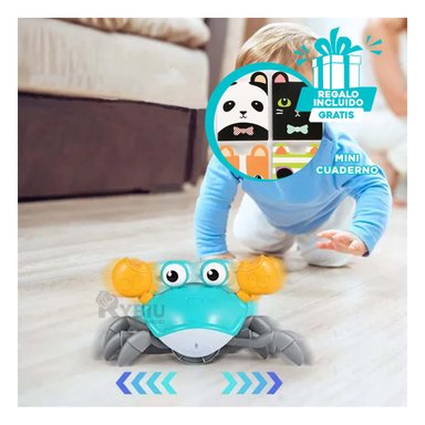 CANGREJO DE BAÑO A CUERDA DE COLOR CELESTE Y+REGALO AGENDITA