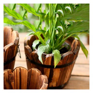 MACETERO RYBIU HO32301 FLORES MADERA BARRIL 12CM + STICKERS