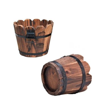 MACETERO RYBIU HO32300 DE MADERA BARRIL DE 15CM + PAPEL DE REGALO