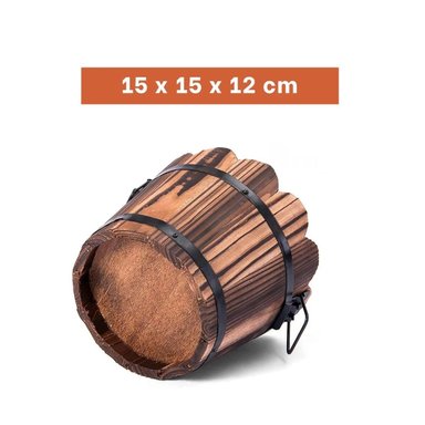MACETERO RYBIU HO32301 MADERA BARRIL 12CM + PAPEL REGALO - 4
