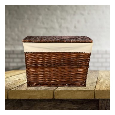 CESTA RYBIU RECTANGULAR MARRON MIMBRE FORRO INTERIOR TAPA