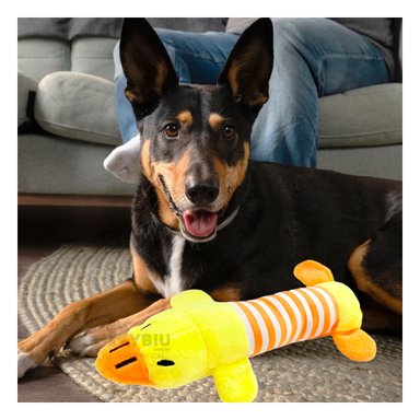 JUGUETE MASTICABLE PERROS MA29950 RYBIU SUAVE EN AMARILLO Y NARANJA +STICKERS