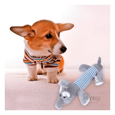 PELUCHES  PERRO MA29953 PLOMO +PAPEL DE REGALO RYBIU