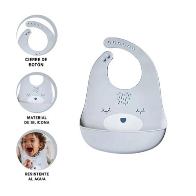 BABERO RYBIU BE32158 RESISTENTE AL AGUA + STICKERS BEBE GRIS