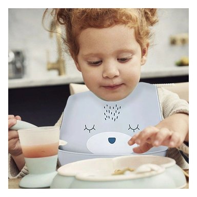 BABERO RYBIU BE32158 SILICONA CON ESTAMPADO BEBE GRIS - 2