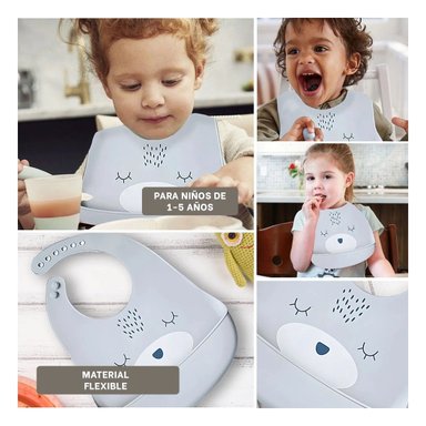 BABERO RYBIU BE32158 SILICONA CON ESTAMPADO BEBE GRIS - 5