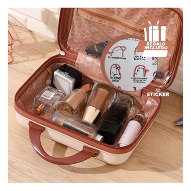 SET MINI MALETA RYBIU HO32347 CODIGO BLOQUEO BEIGE + REGALO STICKERS - 1