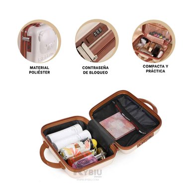 SET MINI MALETA RYBIU HO32347 SOTISFICADA BEIGE + REGALO AGENDITA - 4