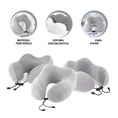 ALMOHADA RYBIU HO32368 CUELLO VIAJAR PLOMO 25 X 27 CM - 3