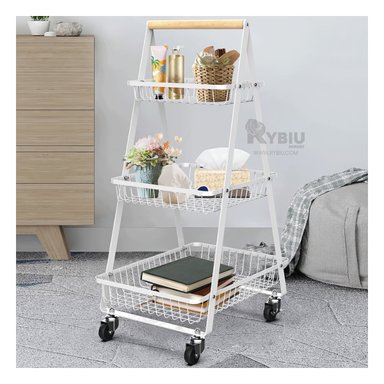 ESTANTE RYBIU HO32417 BLANCO TRIANGULAR 3 NIVELES CON RUEDAS