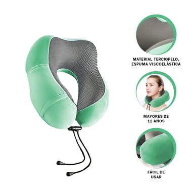 ALMOHADA RYBIU HO32371 CUELLO VIAJAR VERDE 25 X 27 CM - 3