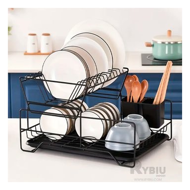 SET ESCURRIDOR RYBIU HO32426 NEGRO SOPORTE 2 NIVELES + PAPEL REGALO