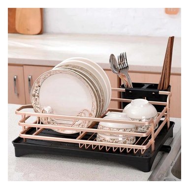 SET ESCURRIDOR RYBIU HO32425 ALUMINIO ORO ROSA SISTEMA DRENAJE + PAPEL REGALO - 2