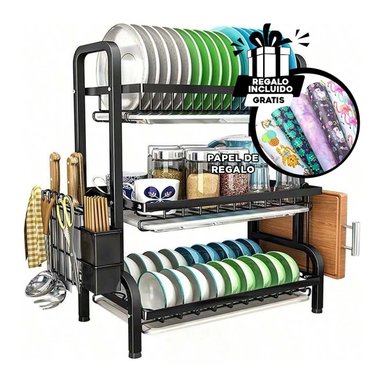 SET ESCURRIDOR RYBIU HO32423 NEGRO SOPORTE + PAPEL REGALO